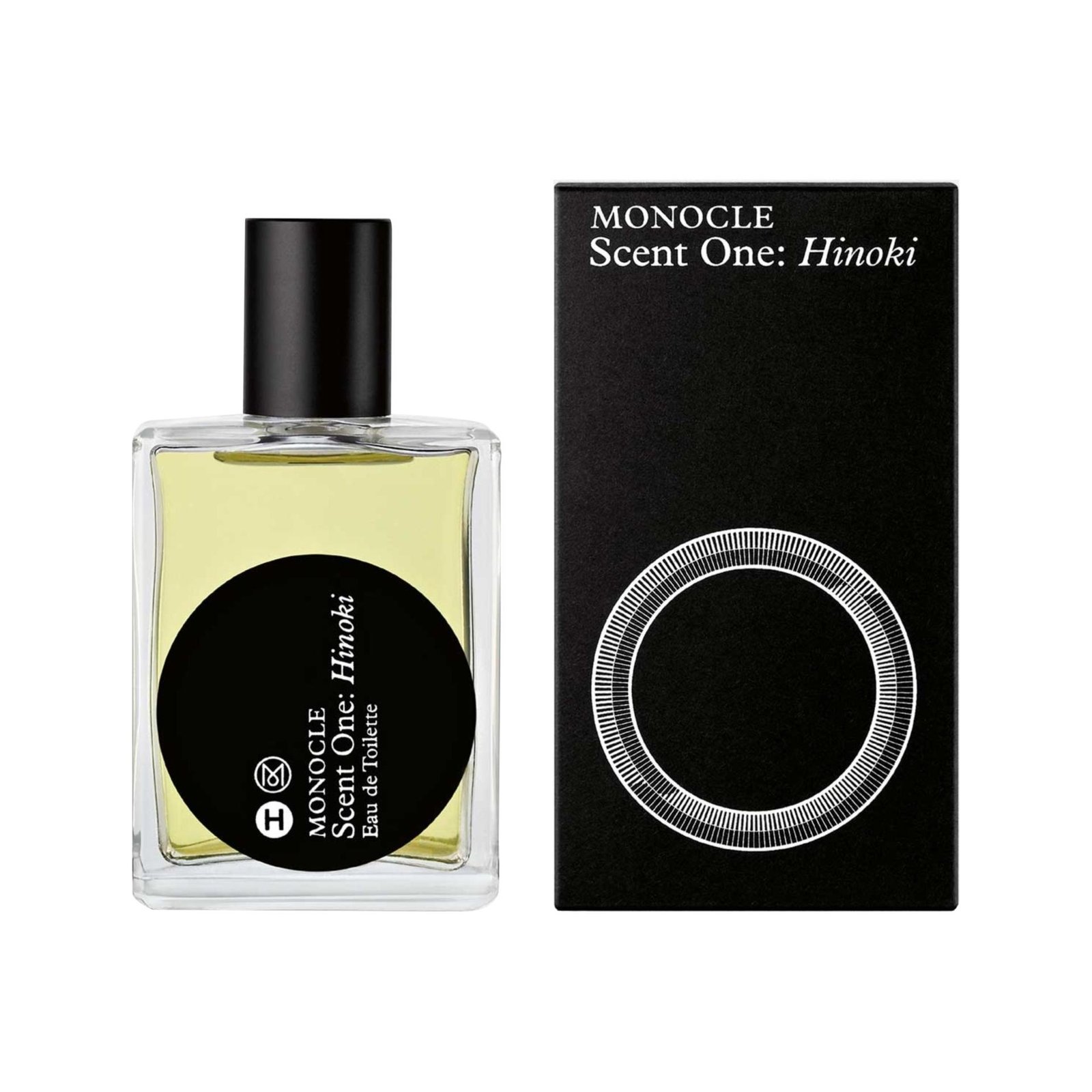 Comme des Garçons Monocle Scent One: Hinoki bottle and its box.