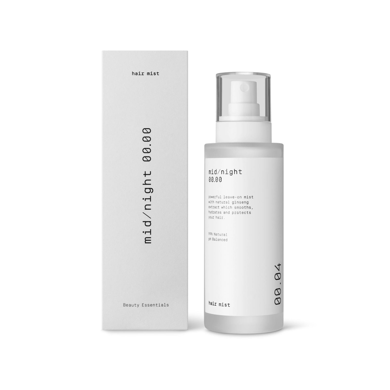 Midnight 00.00 Hair Mist 00.04 bottle and its box.