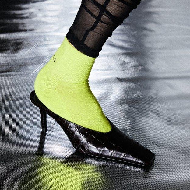 SOCKSSS Acid Grape in back-heeled mules.