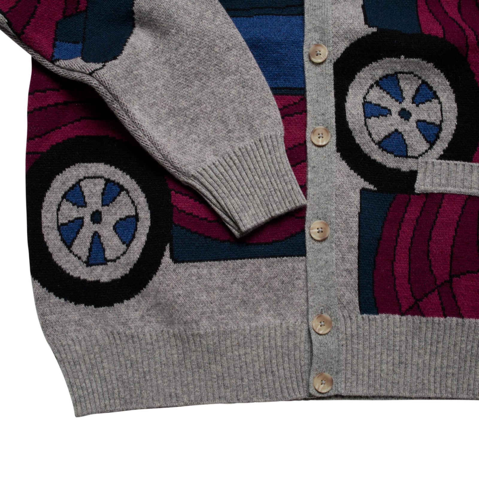 by Parra No Parking Knitted Cardigan Gray sleeve detail