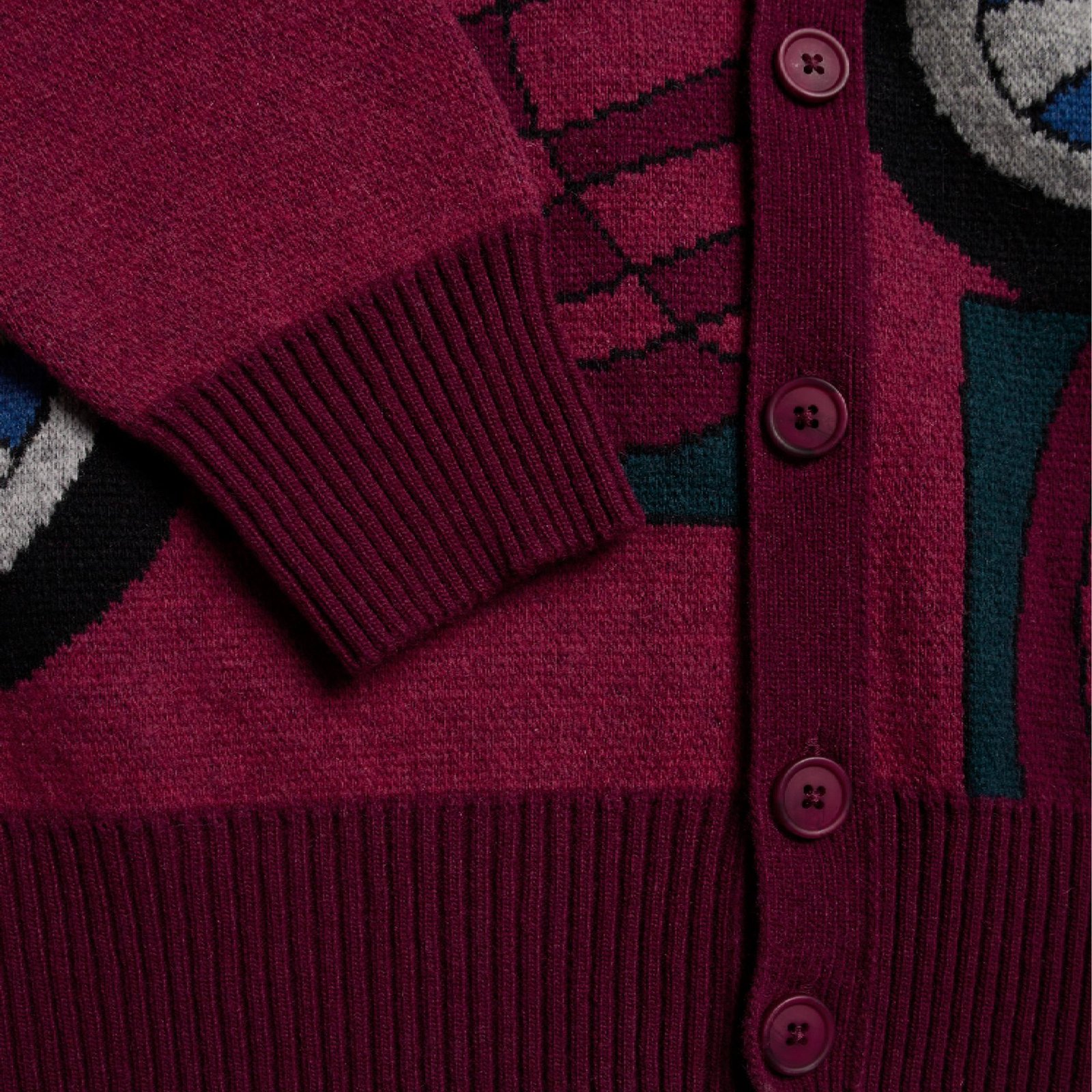 by Parra No Parking Knitted Cardigan Red sleeve detail