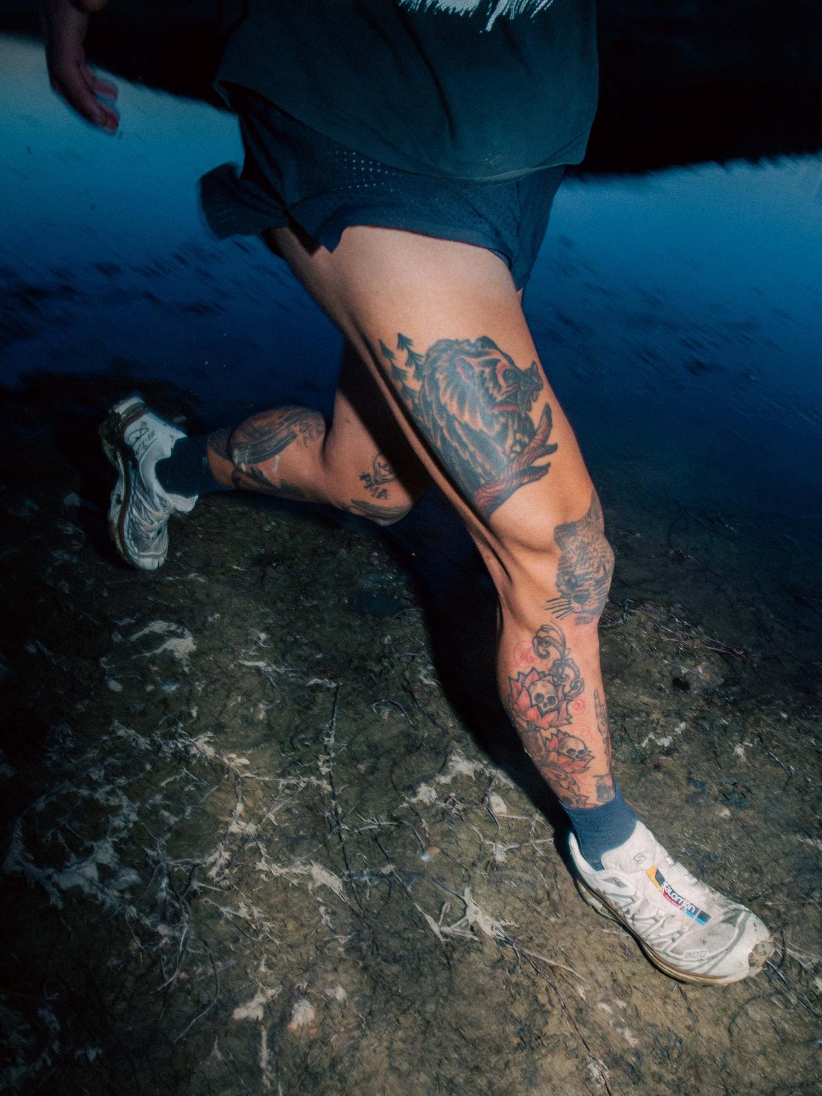 Detail of Salomon shoes during running for Visual Instalment 12.