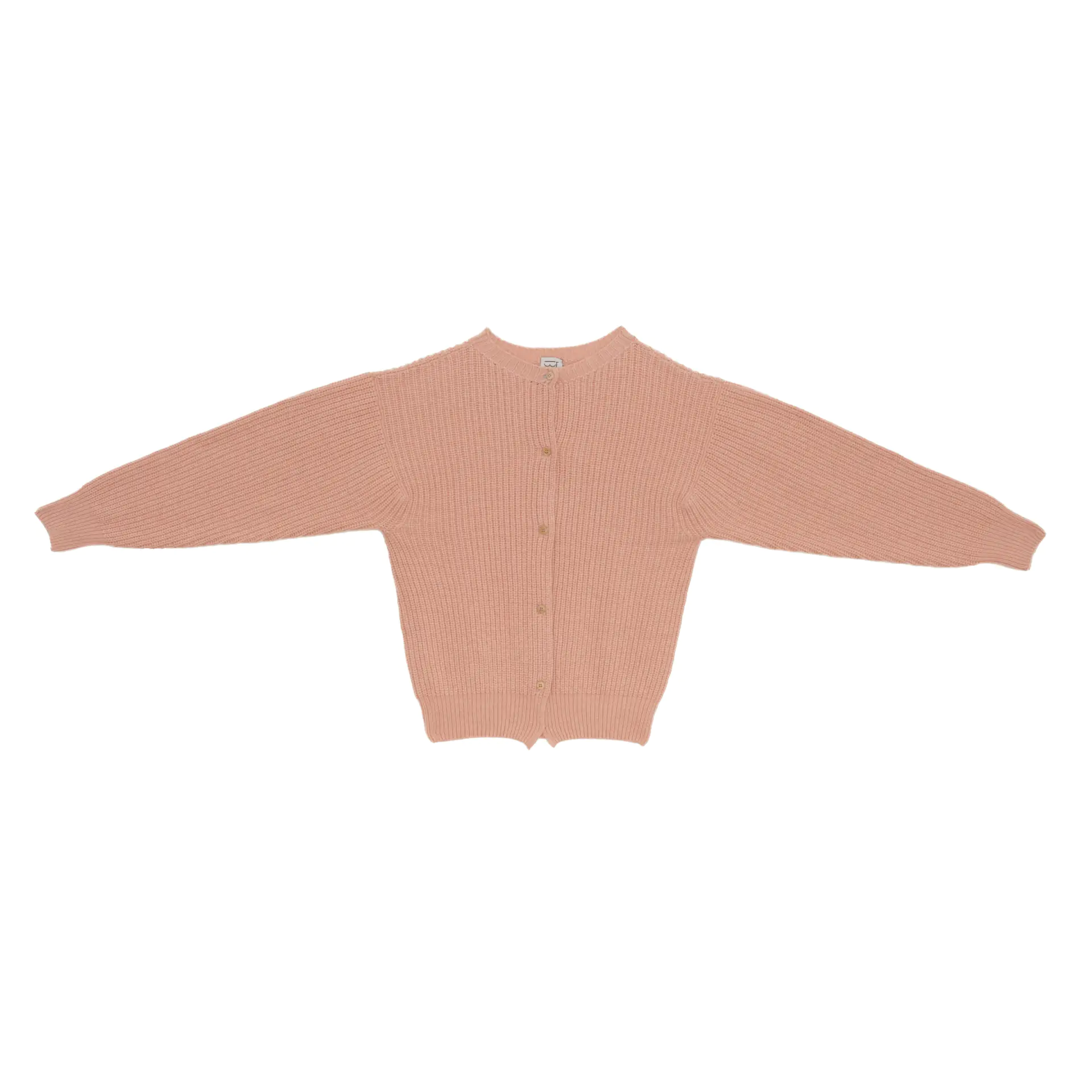 Baserange Mea Cardigan Pink over a white background