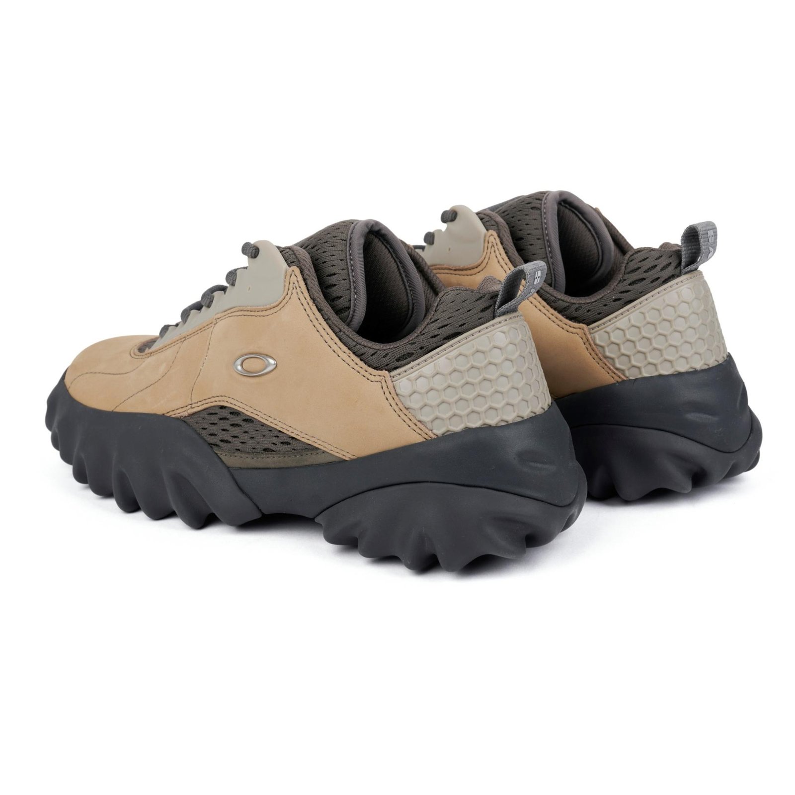 A pair of Oakley Factory Team Chop Saw Nubuck from the back