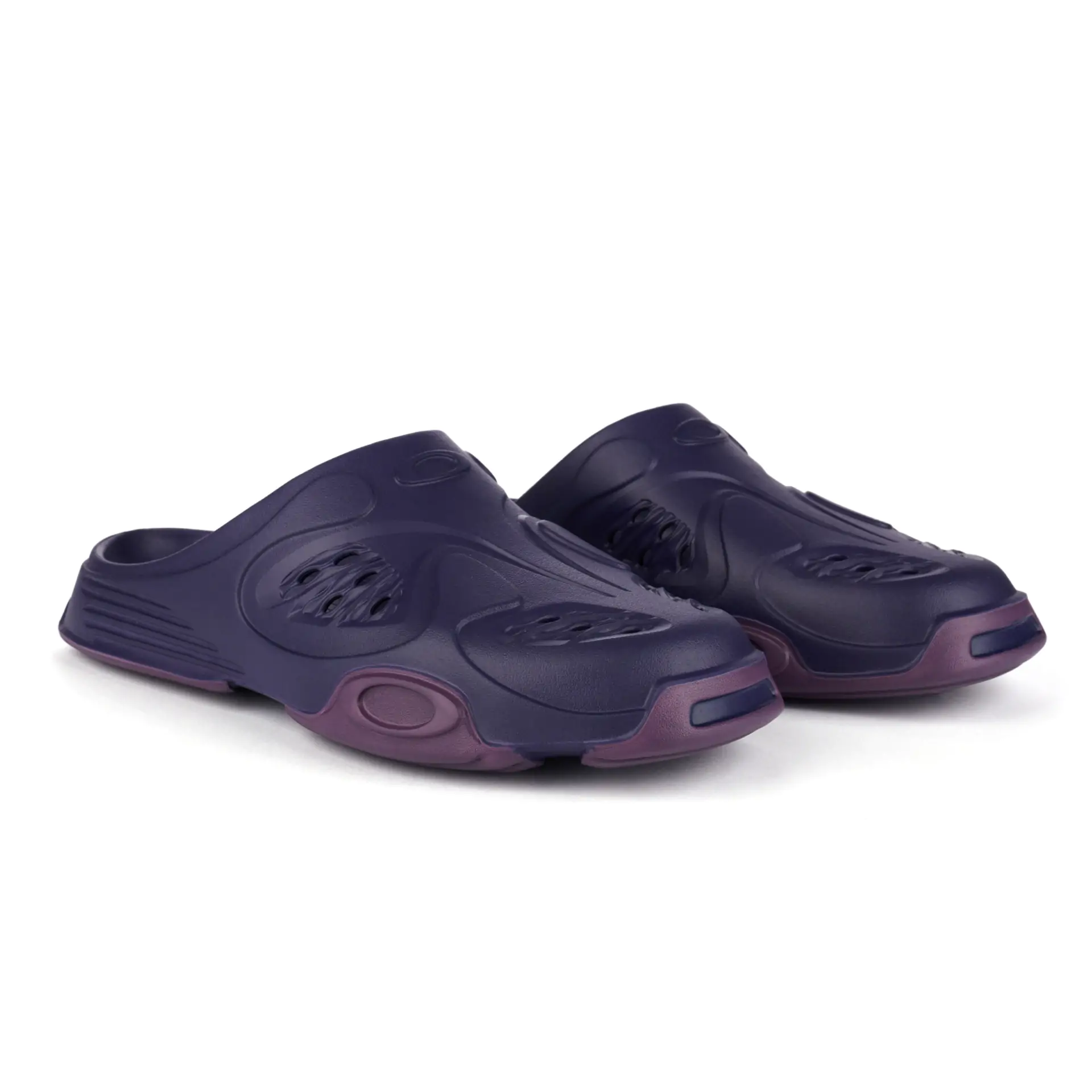 A pair of Oakley Factory Team Paguro Slides in Purple front.