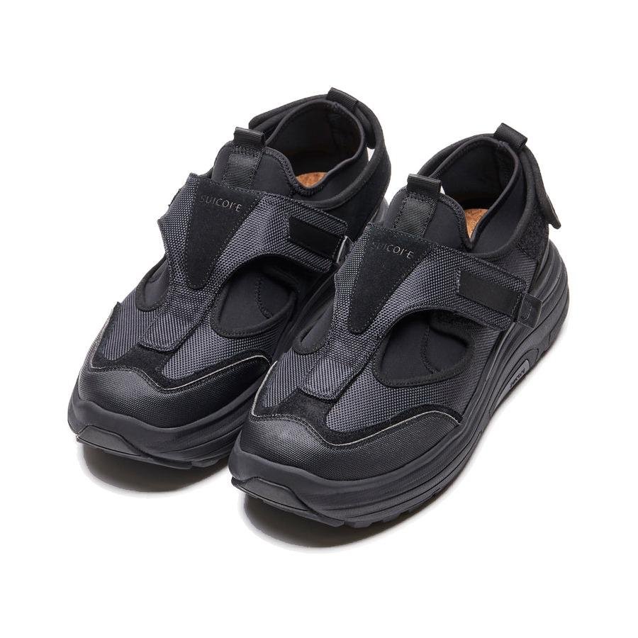 A pair of Suicoke Tred from the front.