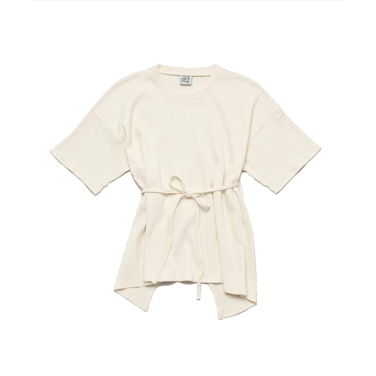 Baserange Shaw Tee in off-white knotted.