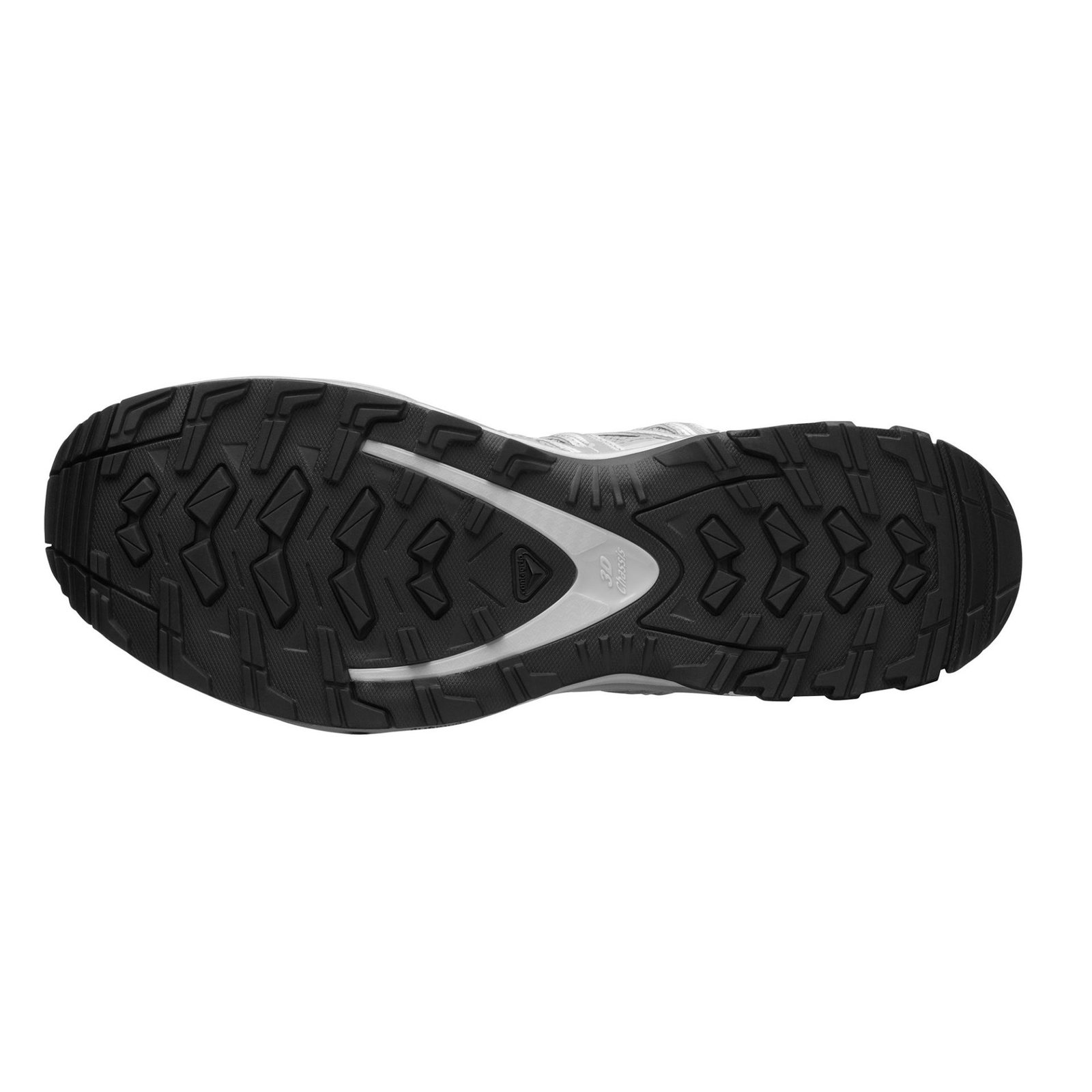 Salomon XA PRO 3D Alloy/Silver/Lunar Rock bottom view in a white background
