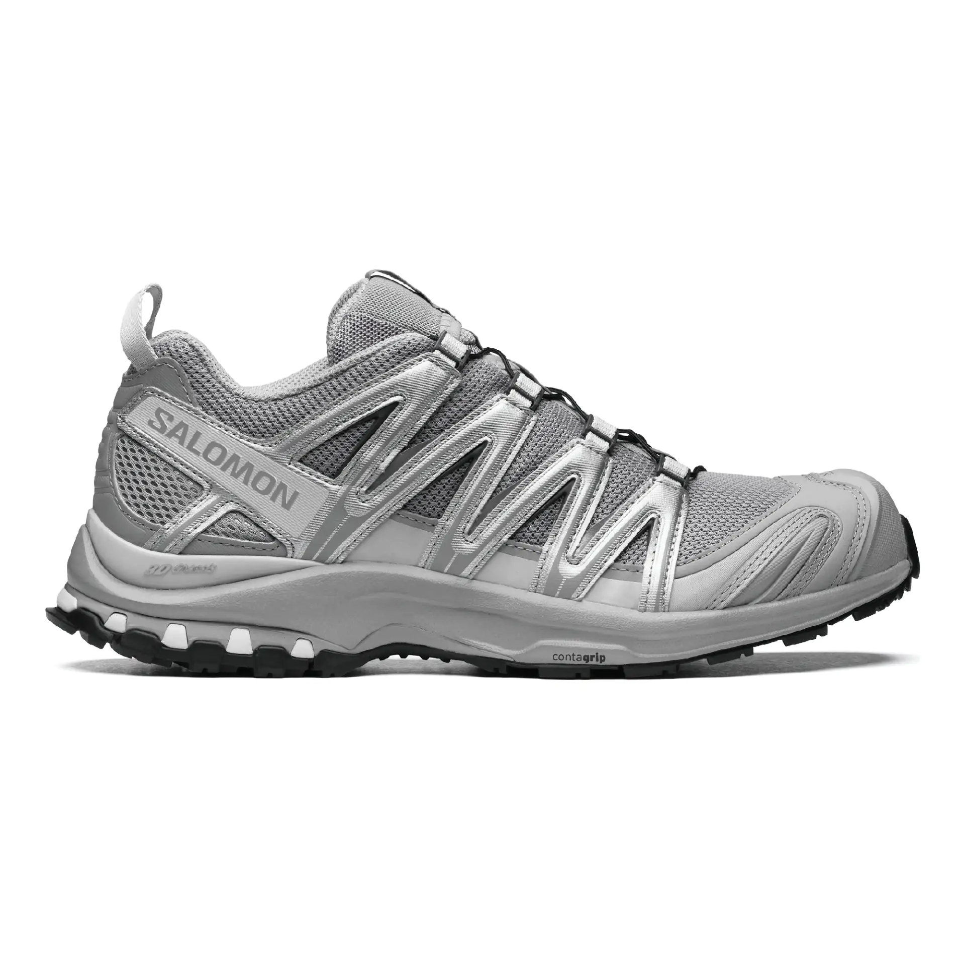 Salomon XA PRO 3D Alloy/Silver/Lunar Rock side view in a white background