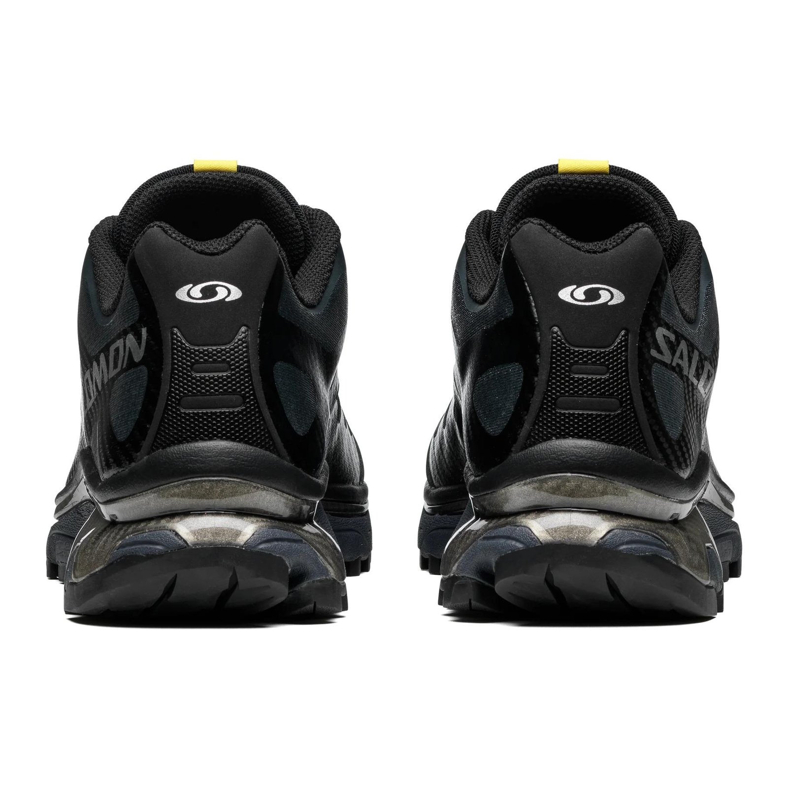 Salomon XT-4 OG Black/Ebony/Silver Metallic in a white background.
