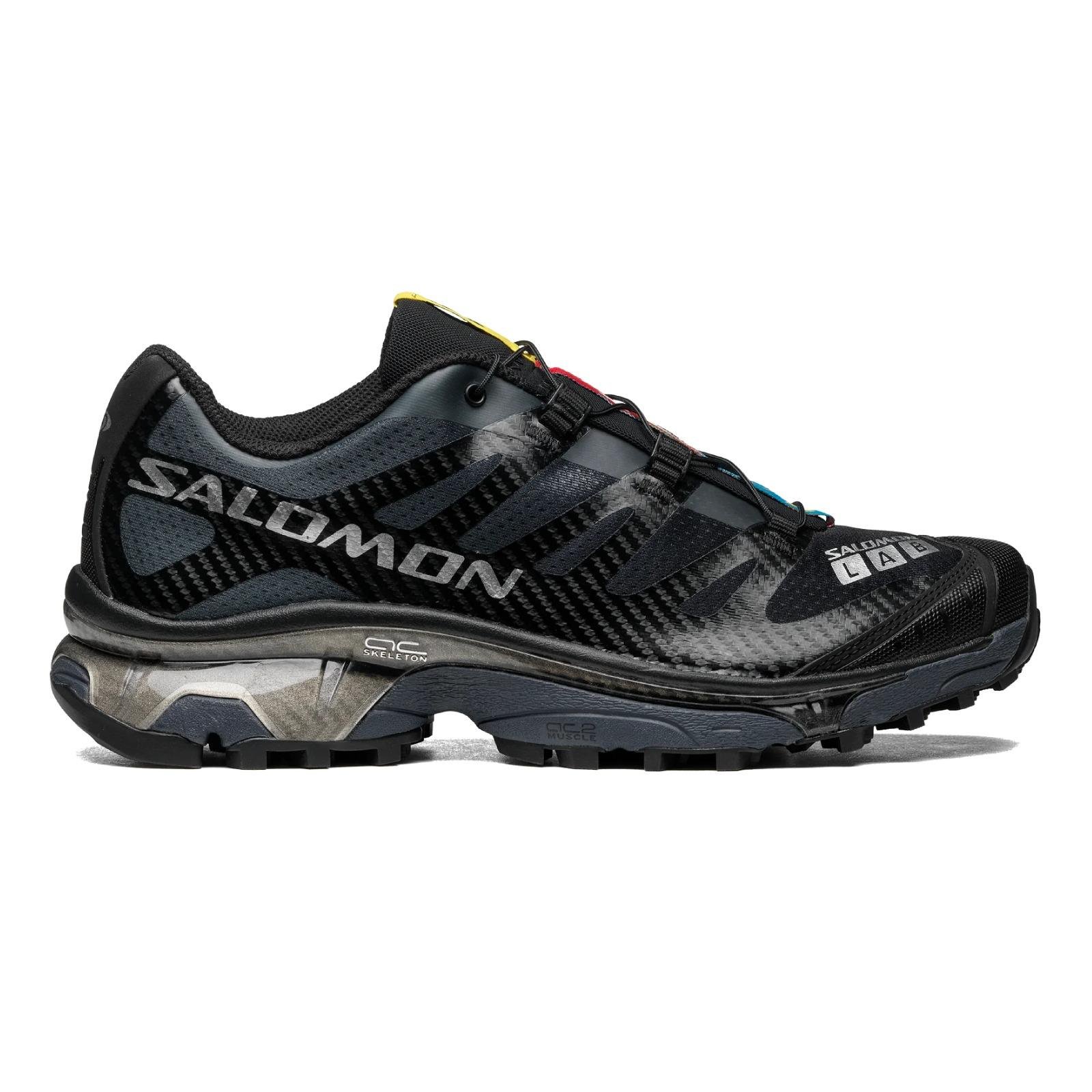 Salomon XT-4 OG Black/Ebony/Silver Metallic in a white background.