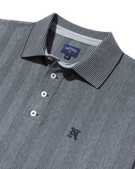 Collar detail of the Noah Jacquard Longsleeve Polo