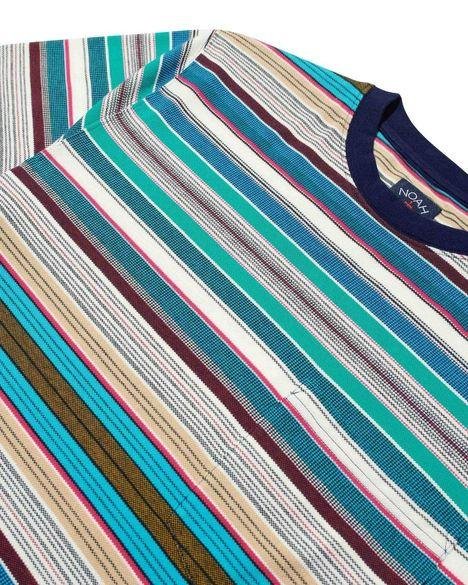 Detail of the Noah Striped Pocket T-Shirt Blue