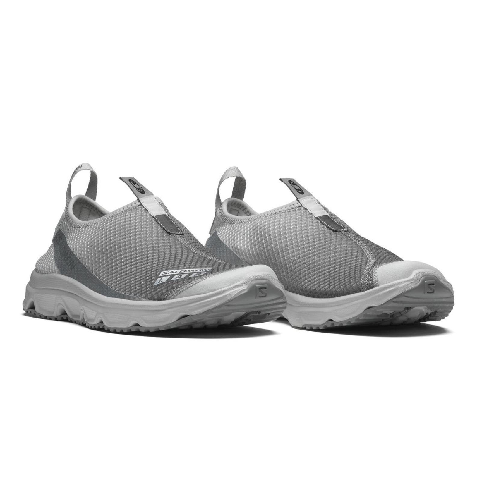 A pair of Salomon RX Moc 3.0 in Glacier Gray from the front.