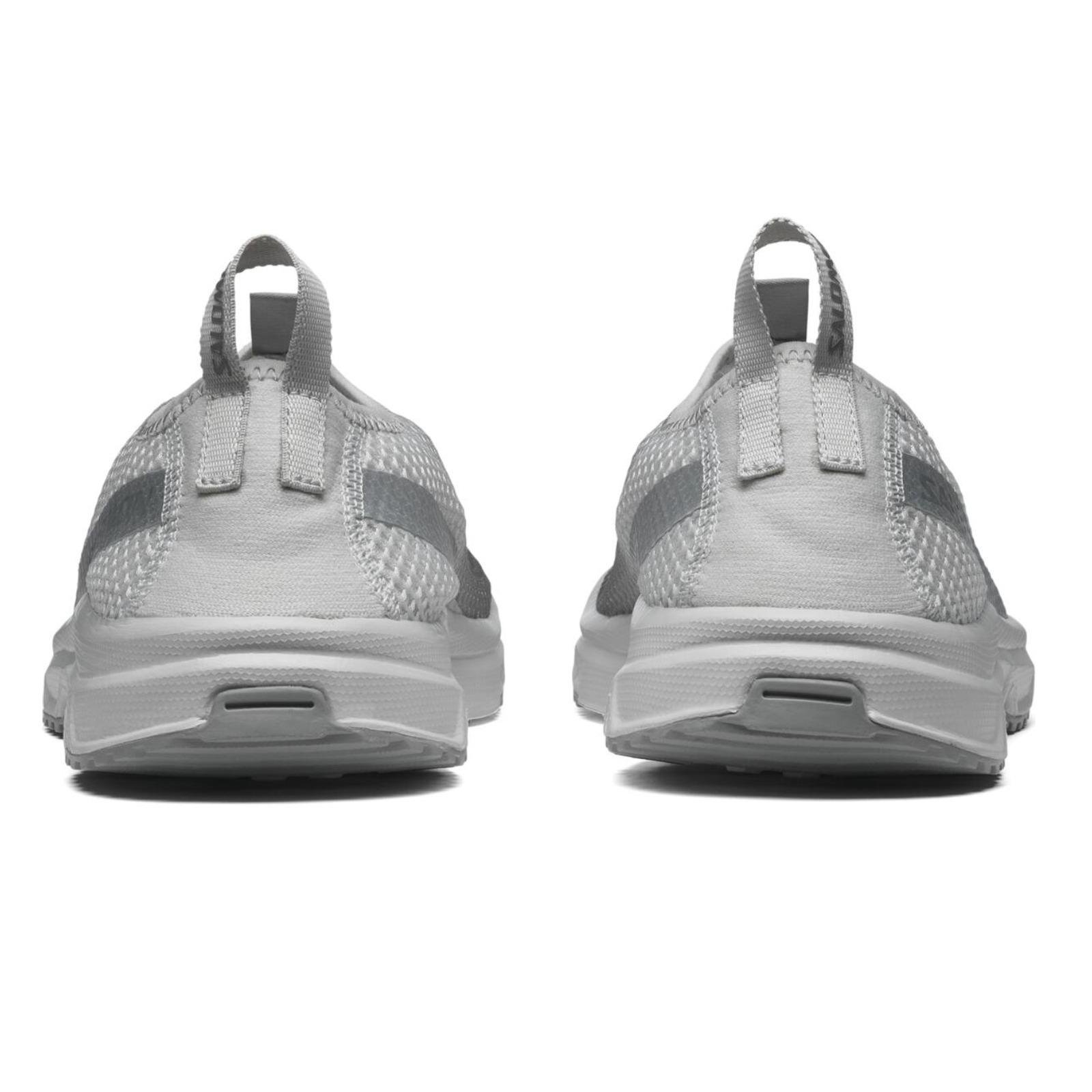A pair of Salomon RX Moc 3.0 in Glacier Gray from the back.