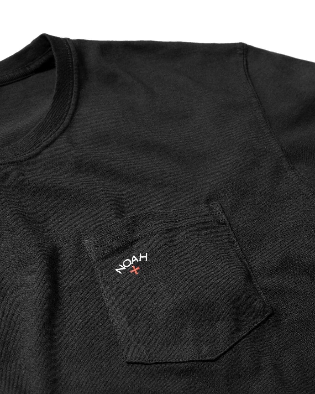 Noah Classic Pocket T-Shirt in black pocket detail.