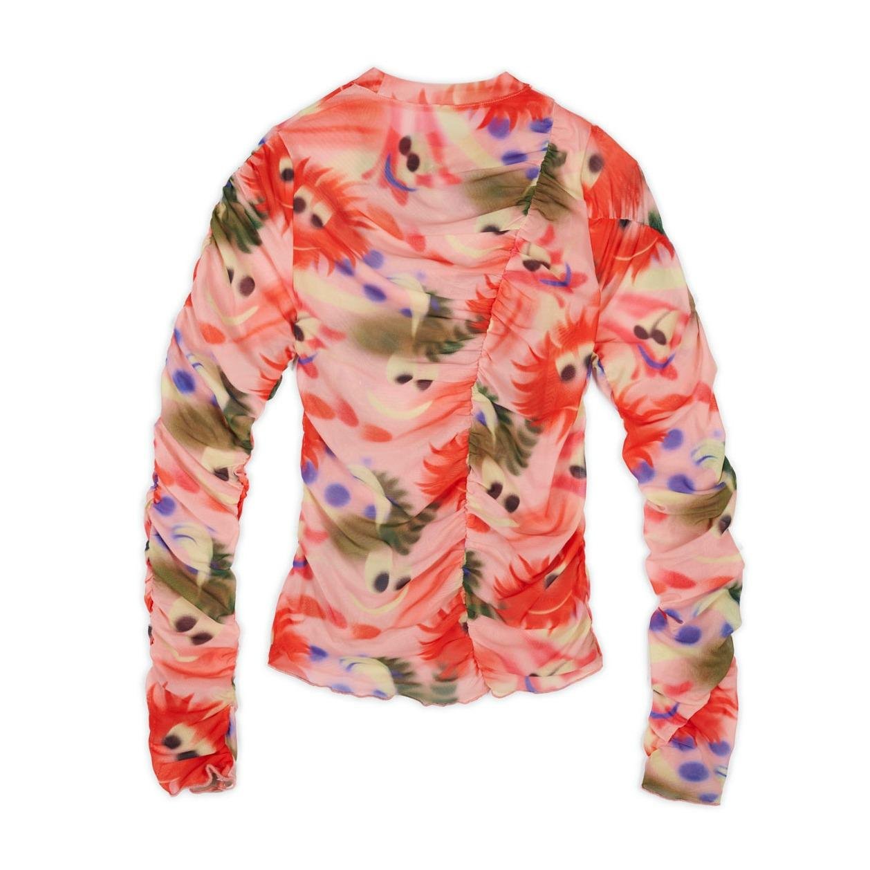 Brain Dead Fuzzy Friends Ruched Hyper Mesh Top back