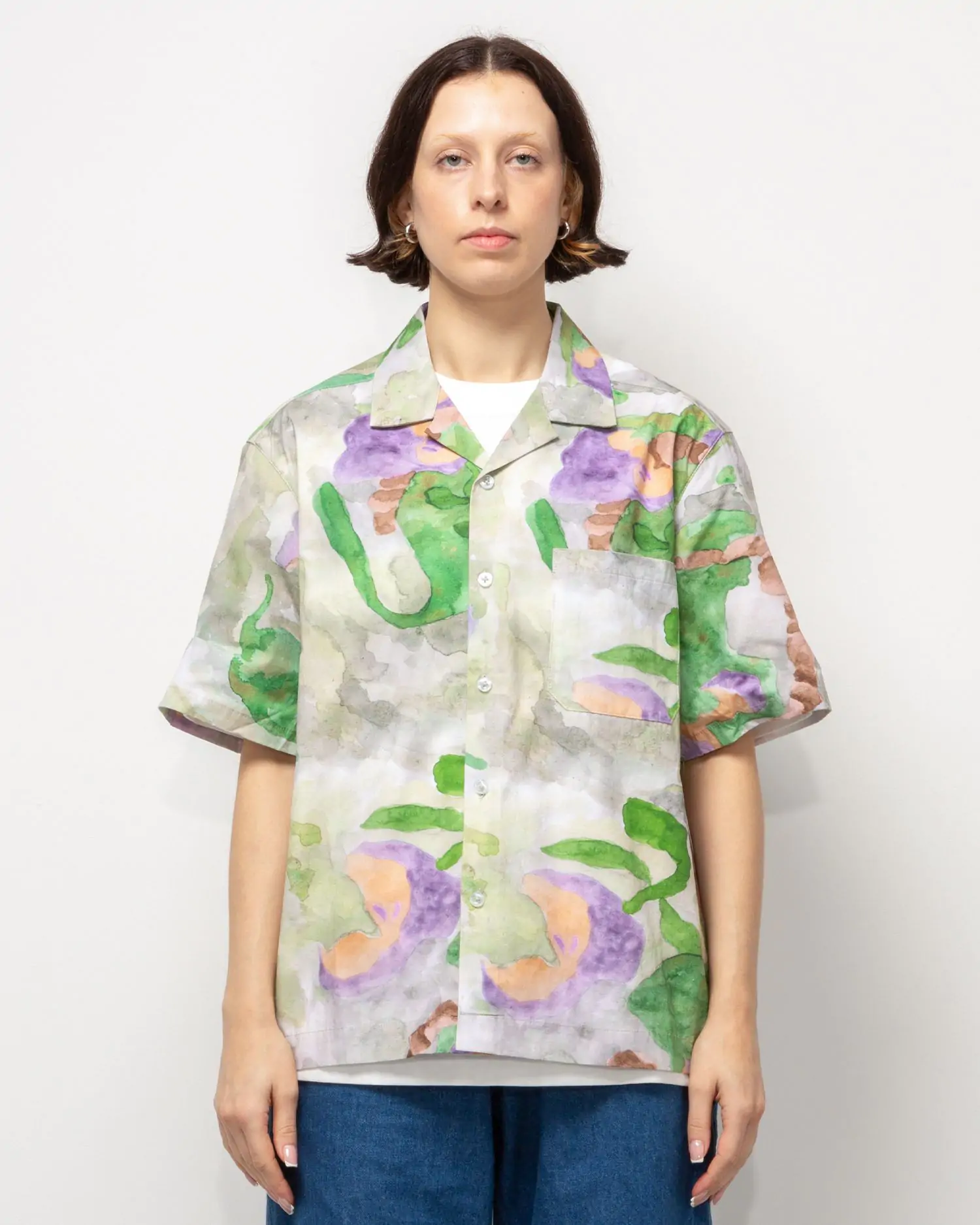 View of a person wearing the Heresy Annelida Shirt from the front.