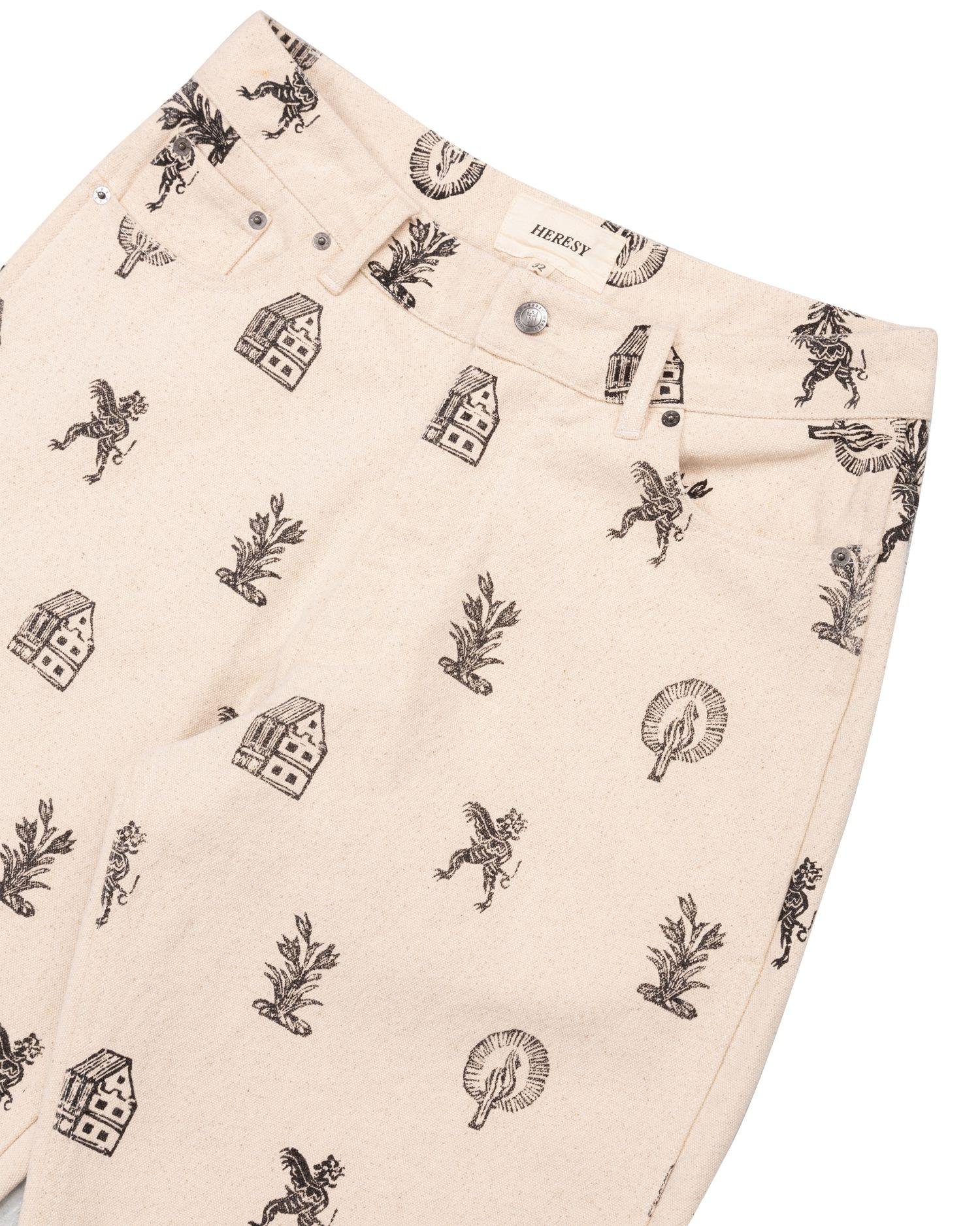 Heresy Woodcut Jeans front close up