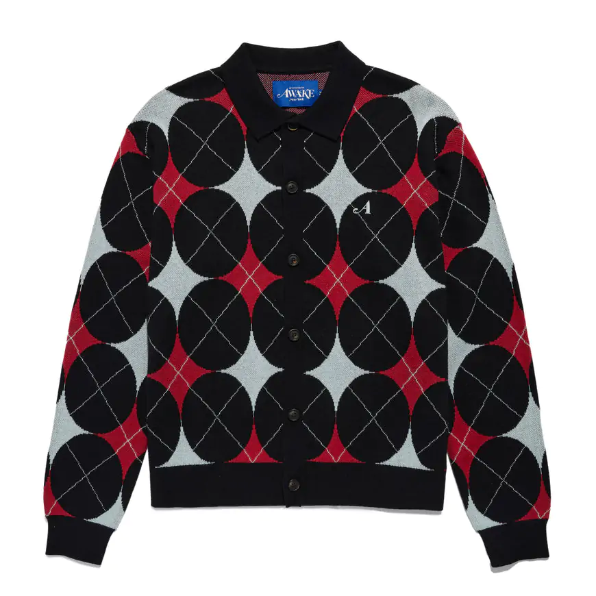 Awake NY Argyle Knit Cardigan front