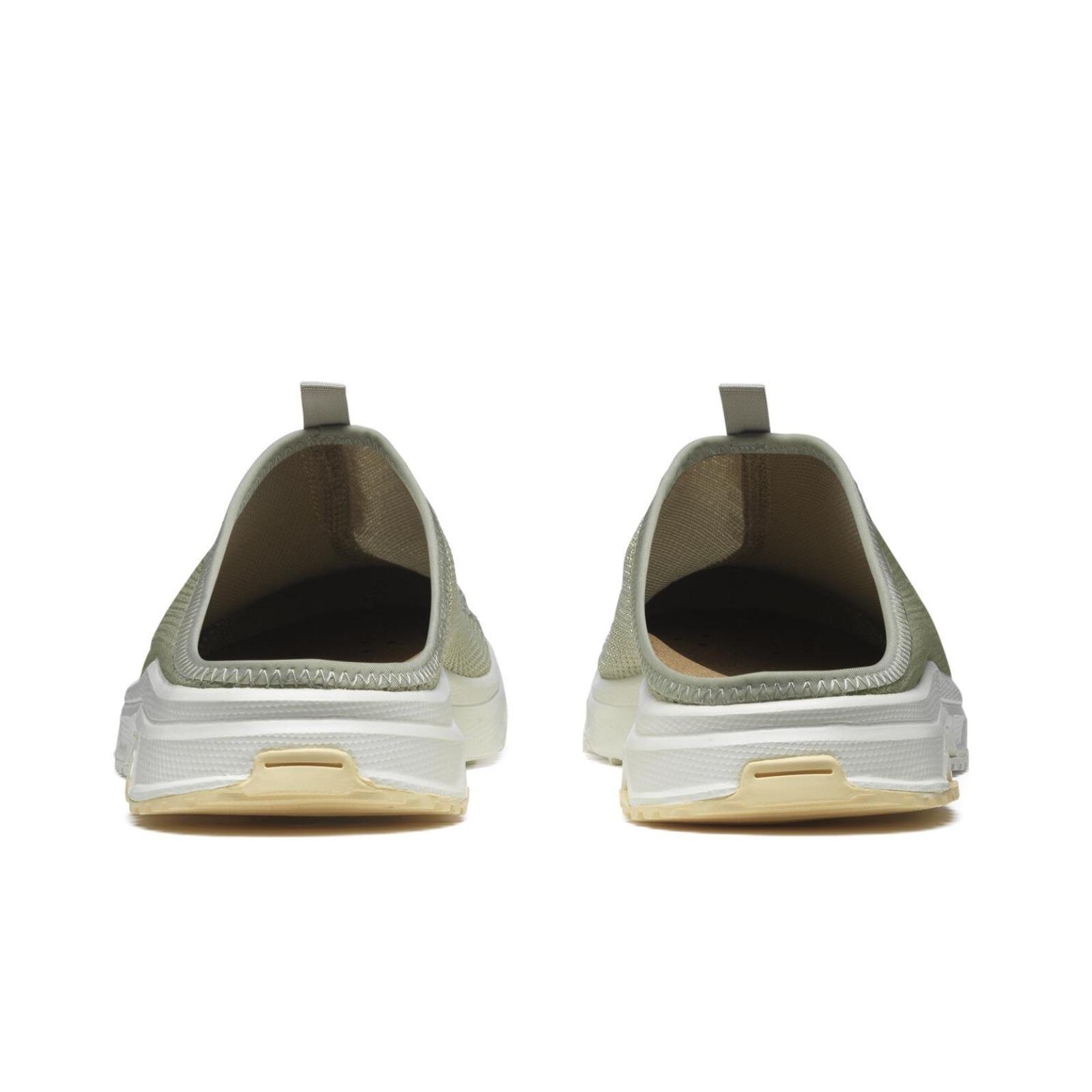 A pair of Salomon RX Slide 3.0 Suede – Tea/Alfafa from behind