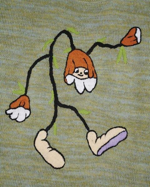 Brain Dead Blooms Cropped Marled Knit Sweater detail