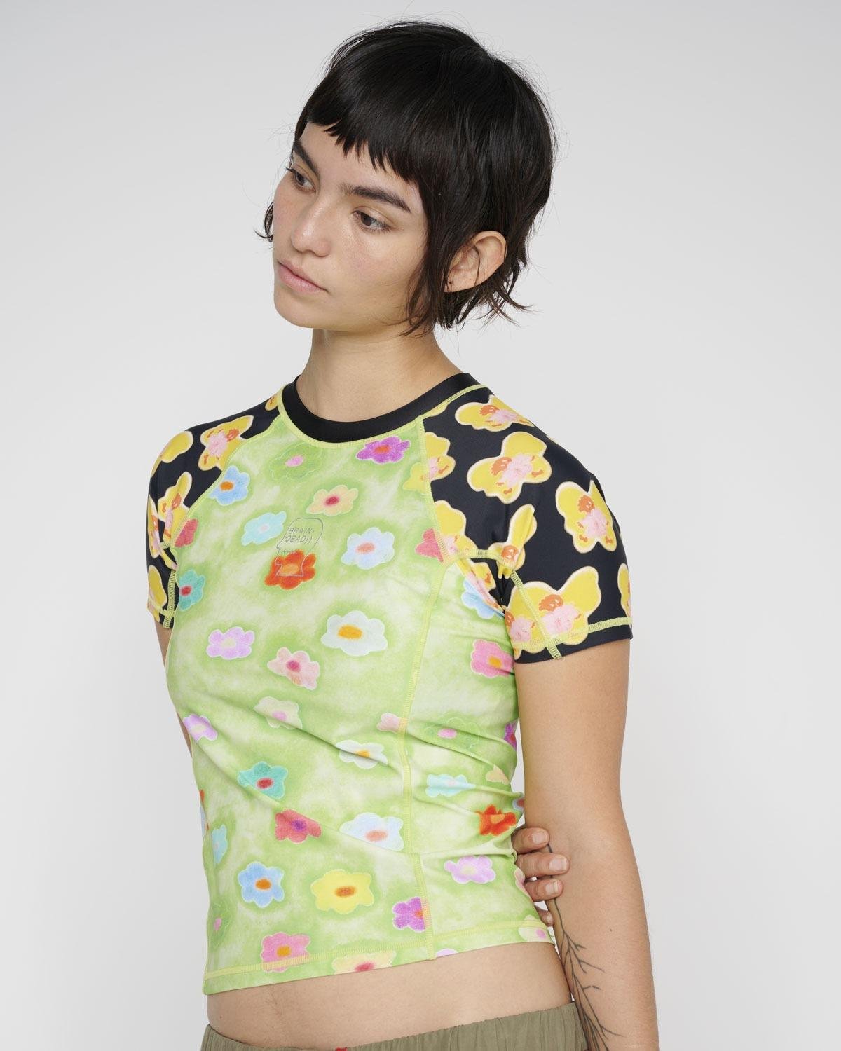 model wearing the Brain Dead Klug Rash Gaurd Top