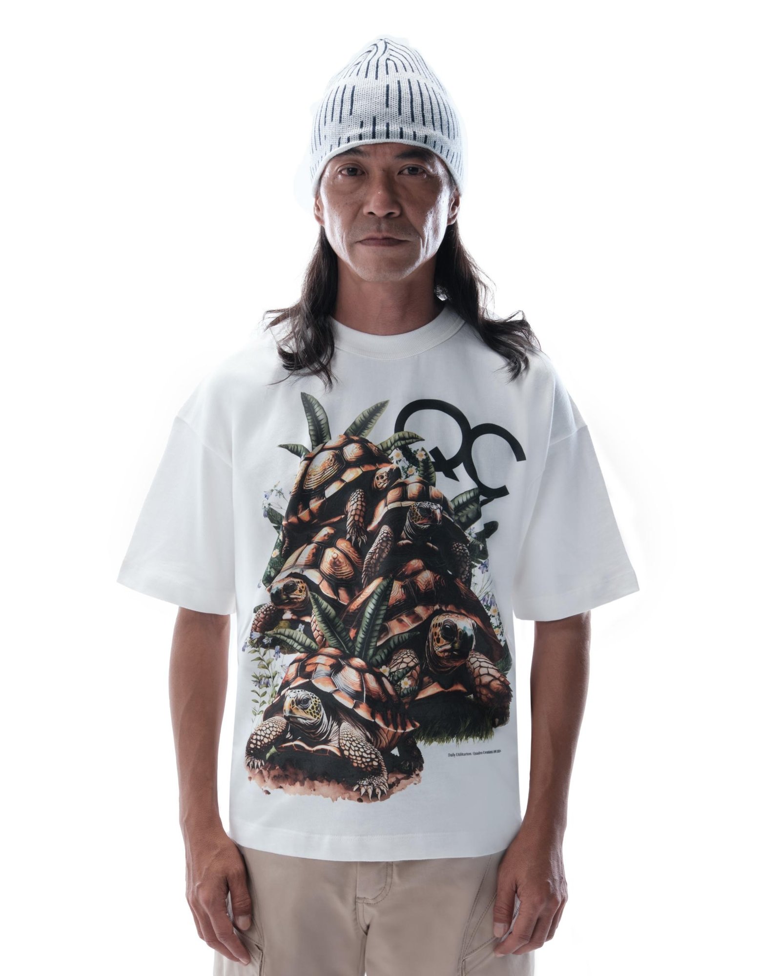 View from the front of a person wearing the Quadro Creations Slow and Steady T-Shirt.