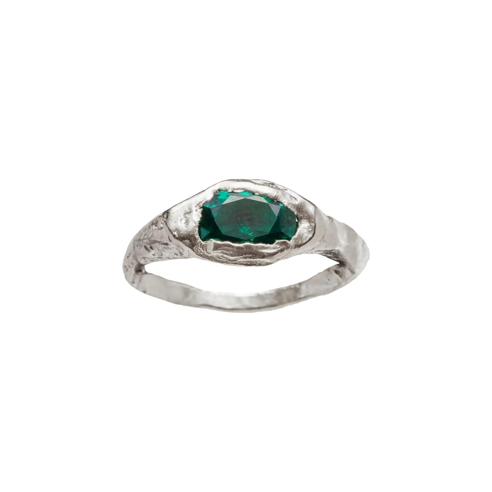 Simuero Faro Green Ring Silver from the front