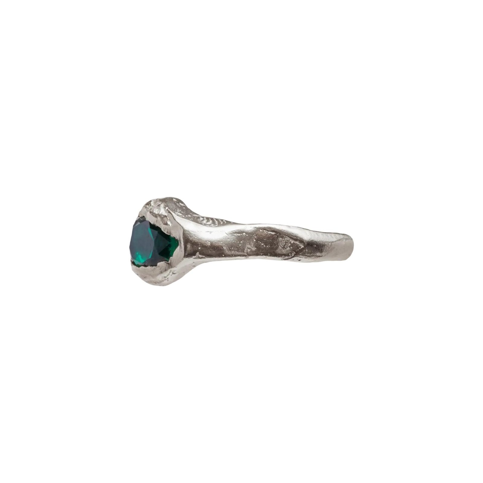 Simuero Faro Green Ring Silver from the side