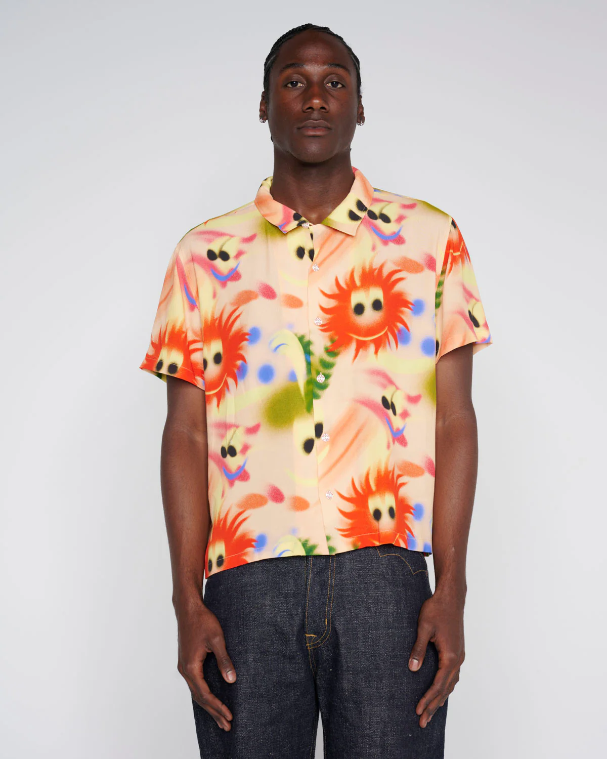 Brain Dead Fuzzy Friends Shirt front view on model