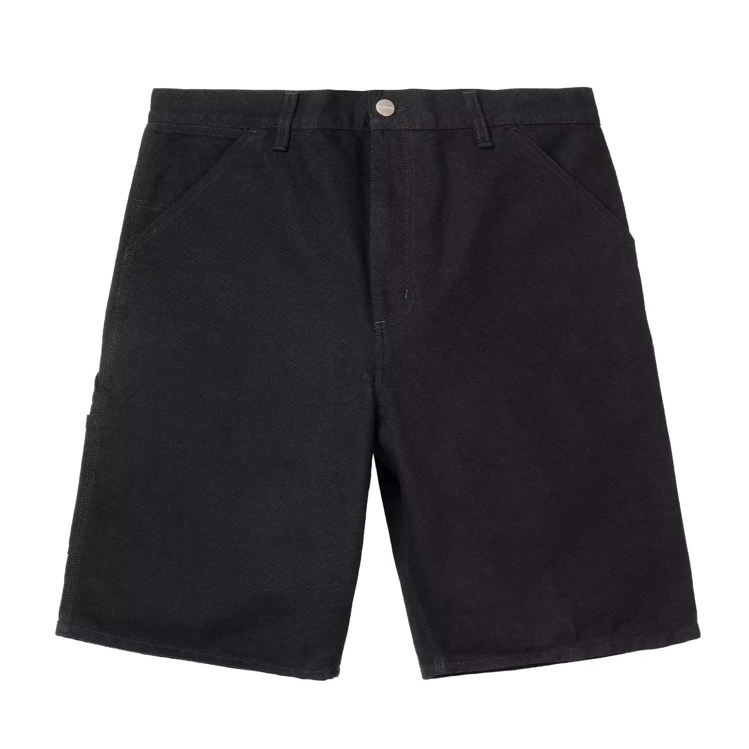 Carhartt WIP Single Knee Shorts Black front view in a white background