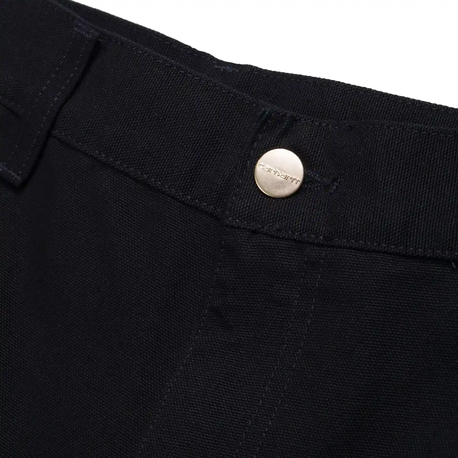 Carhartt WIP Single Knee Shorts Black front detail in a white background