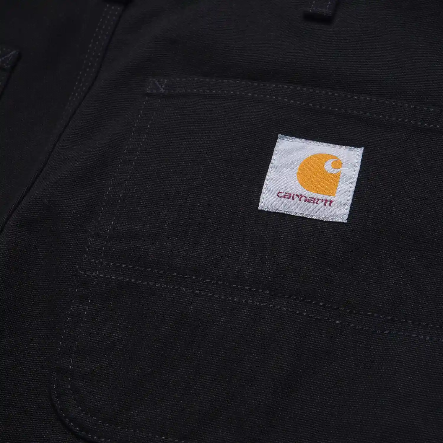 Carhartt WIP Single Knee Shorts Black back pocket logo detail