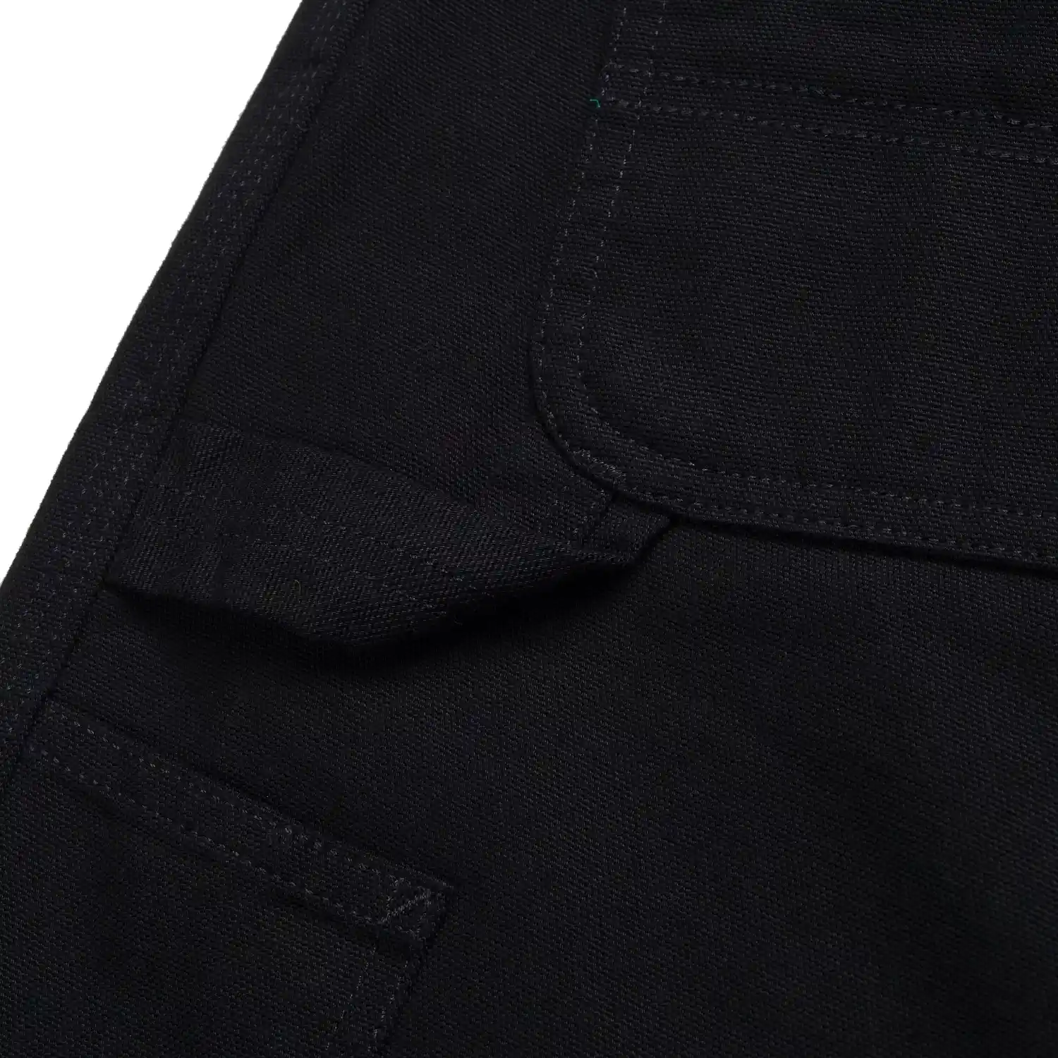 Carhartt WIP Single Knee Shorts Black back pockets detail in a white background