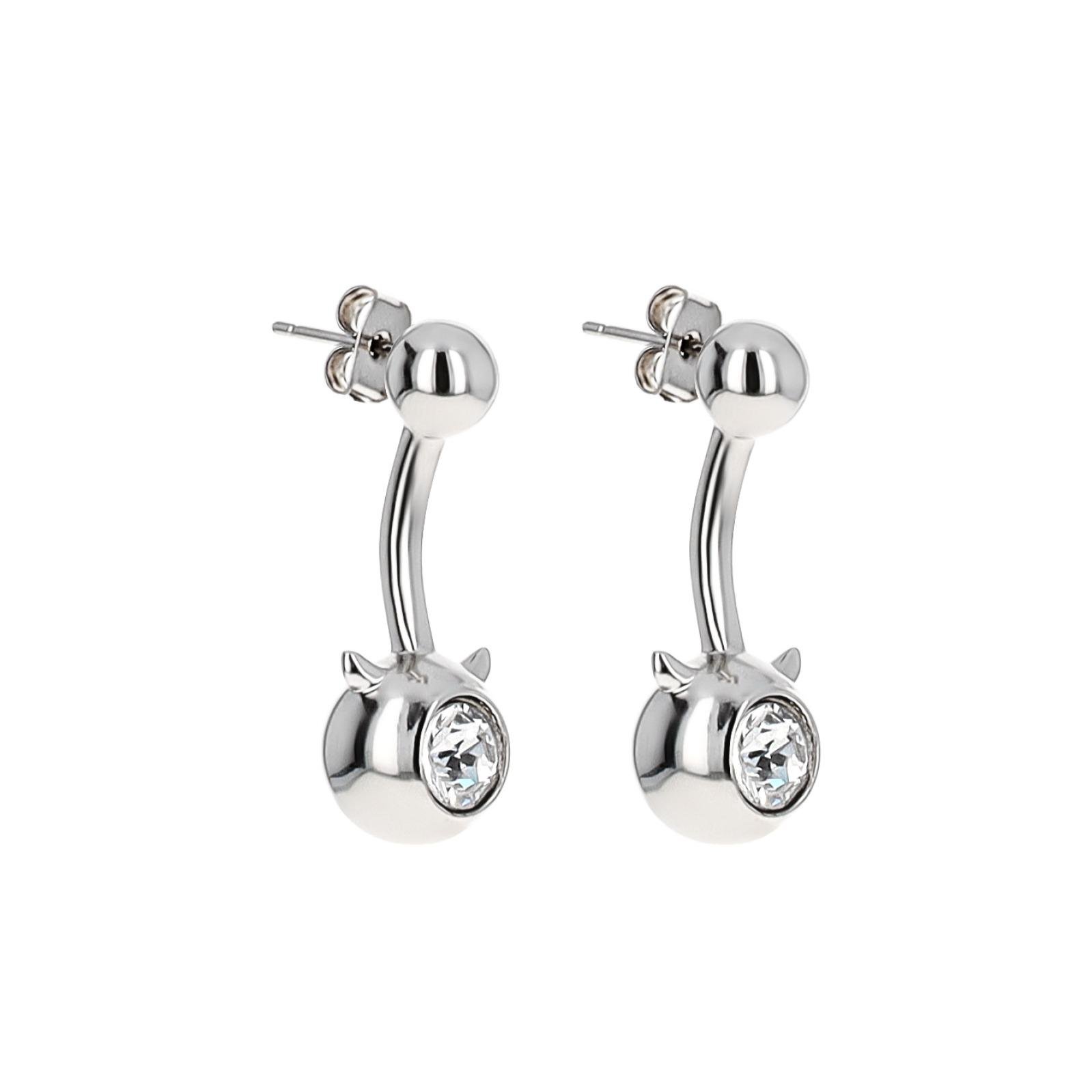 Justine Clenquet Evil Earrings Crystal over a white background