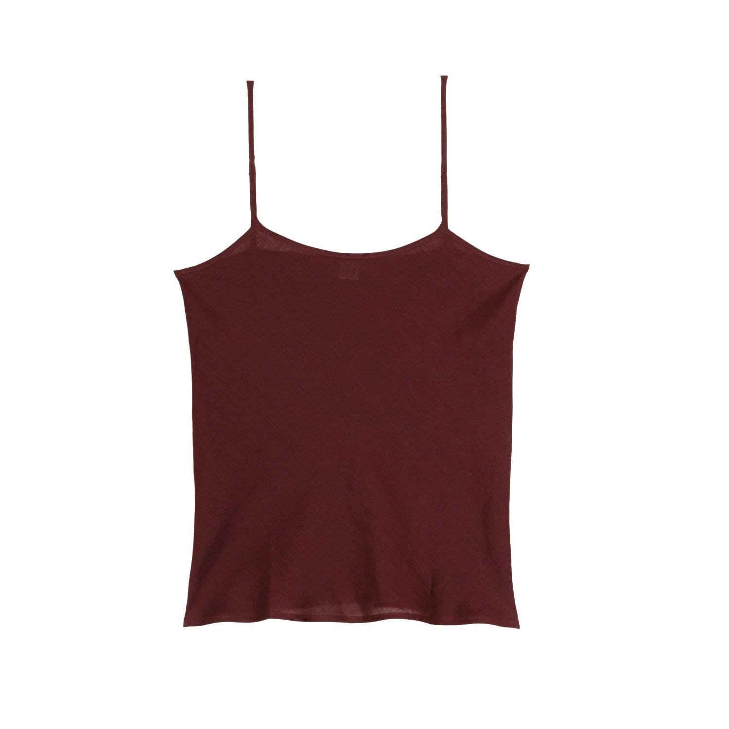 Baserange Dydine Top Burgundy on a white background.