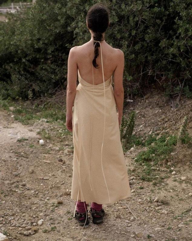 Person wearing the Baserange Cessa Ligo Dress from the back.
