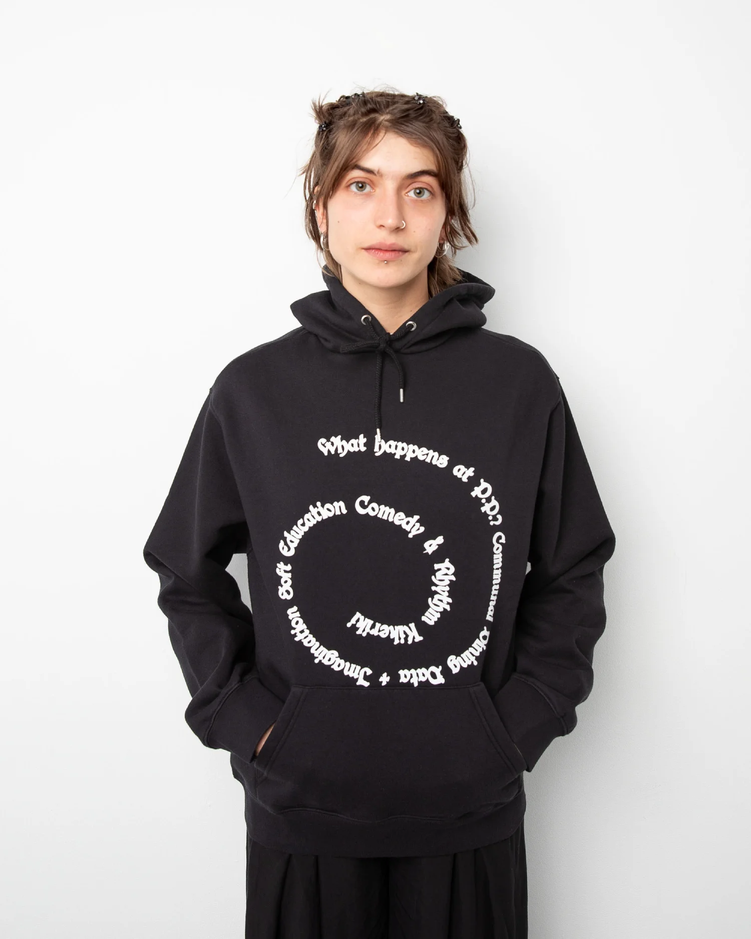 PP What Happens Hoodie On Model