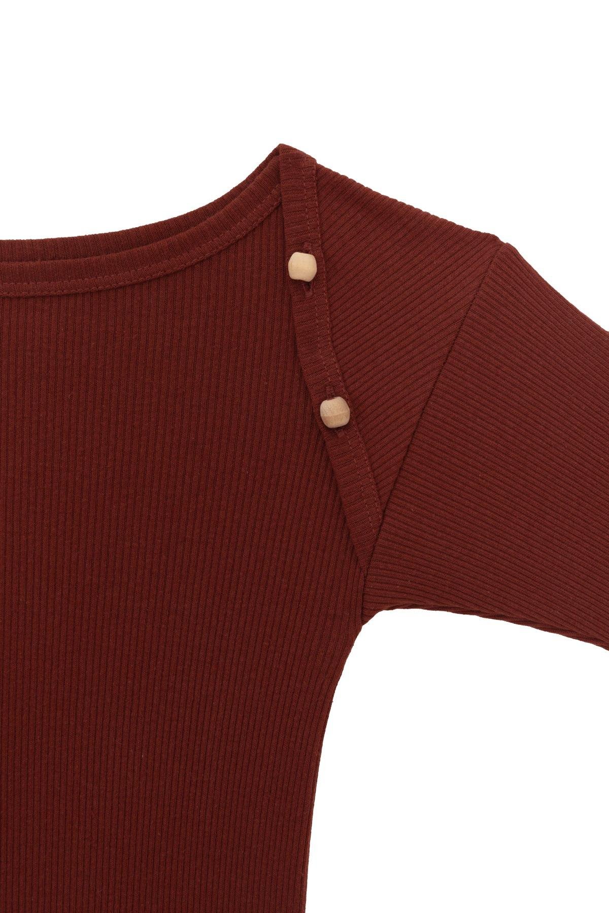 Baserange Disc Long Sleeve Tee buttoned detail.