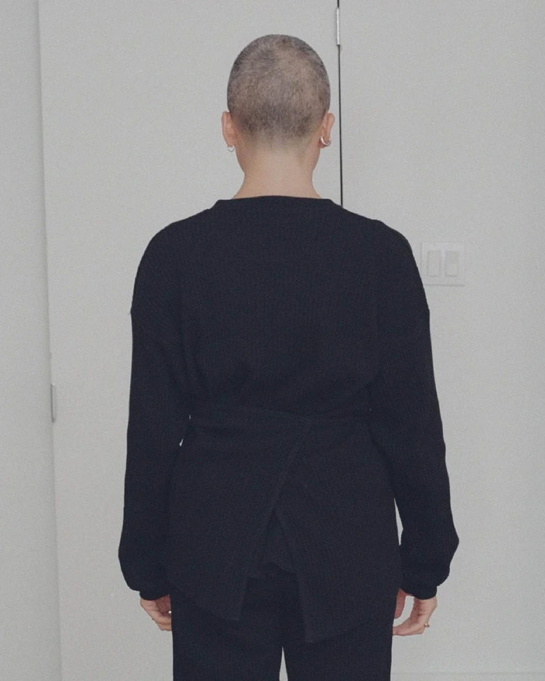 Baserange Shaw Long Sleeve Black back view on model