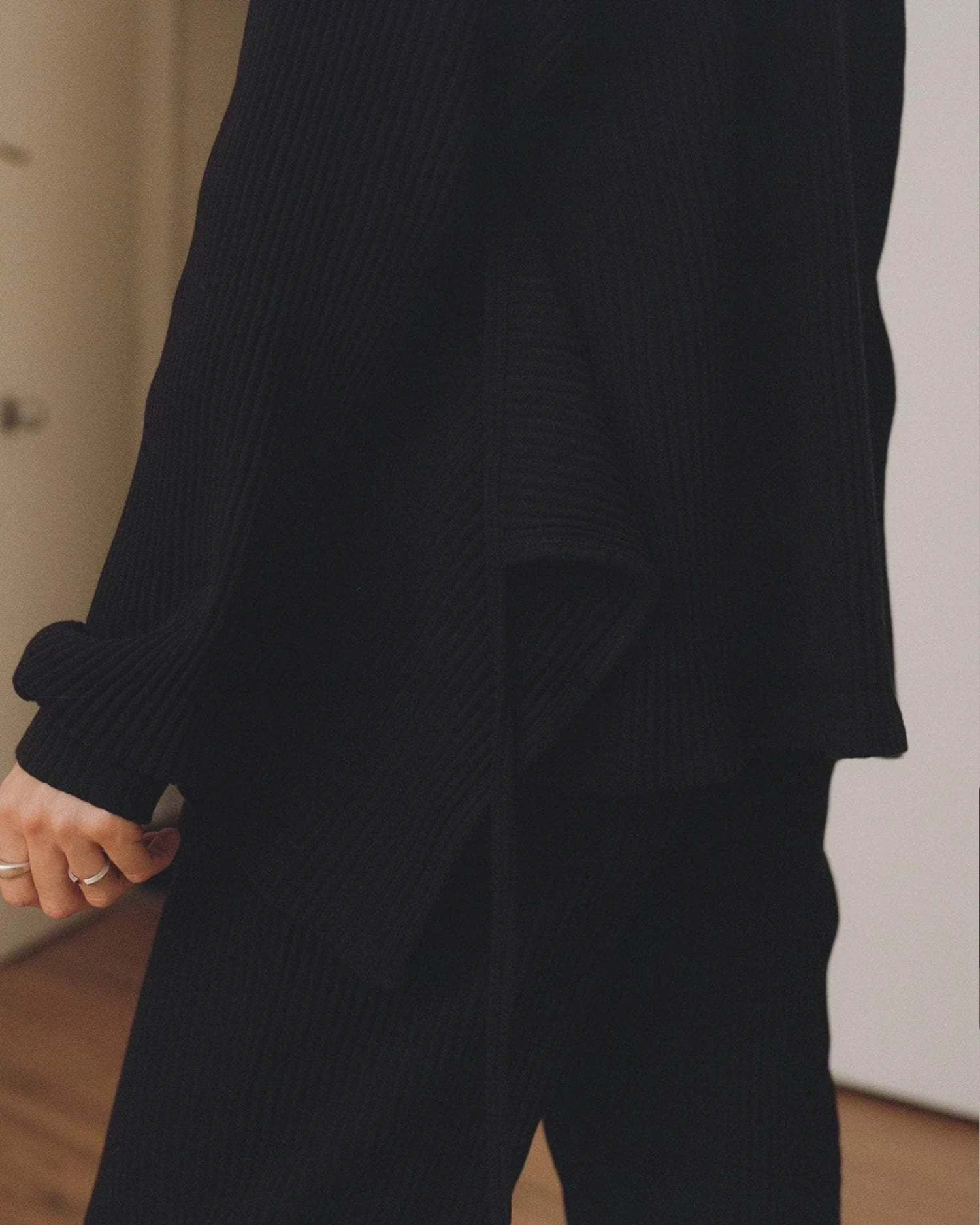 Baserange Shaw Long Sleeve Black back view on model