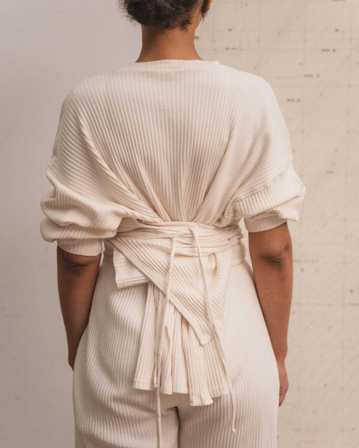 Baserange Shaw Long Sleeve Off-White back view on model