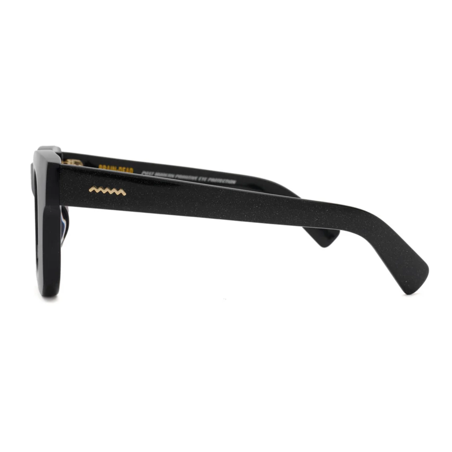 Brain Dead Elia Sunglasses Black Sparkle side view in a white background