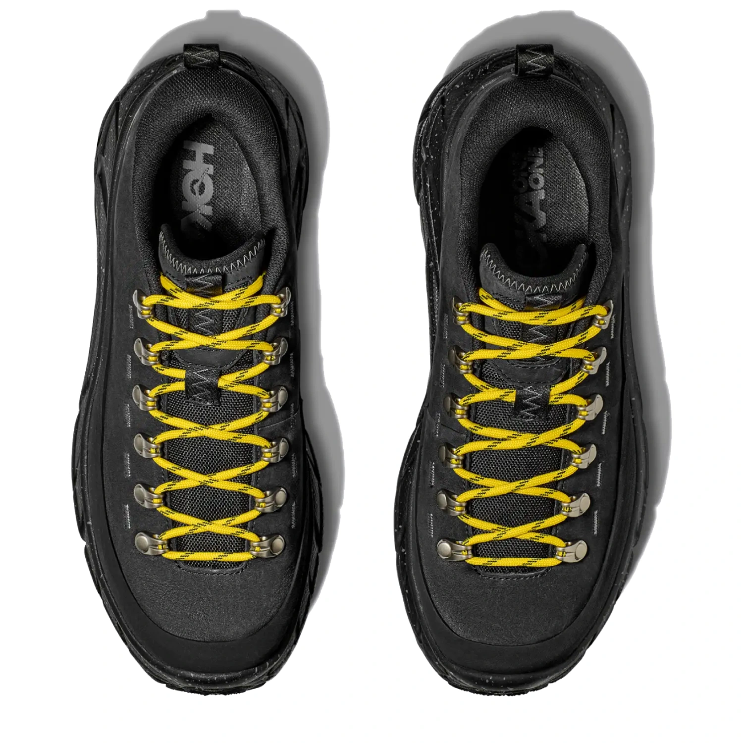 Hoka Tor Summit Black top view in a white background