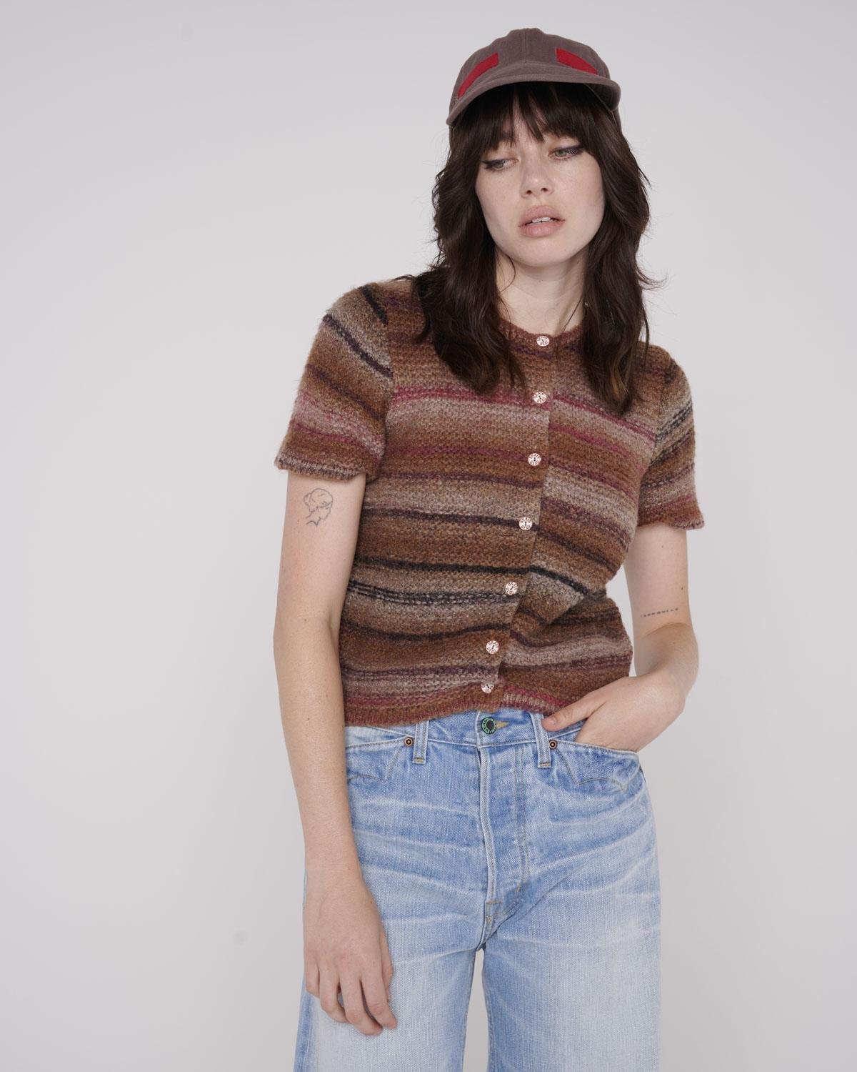 Brain Dead Madera Knit Short Sleeve Sweater On Model