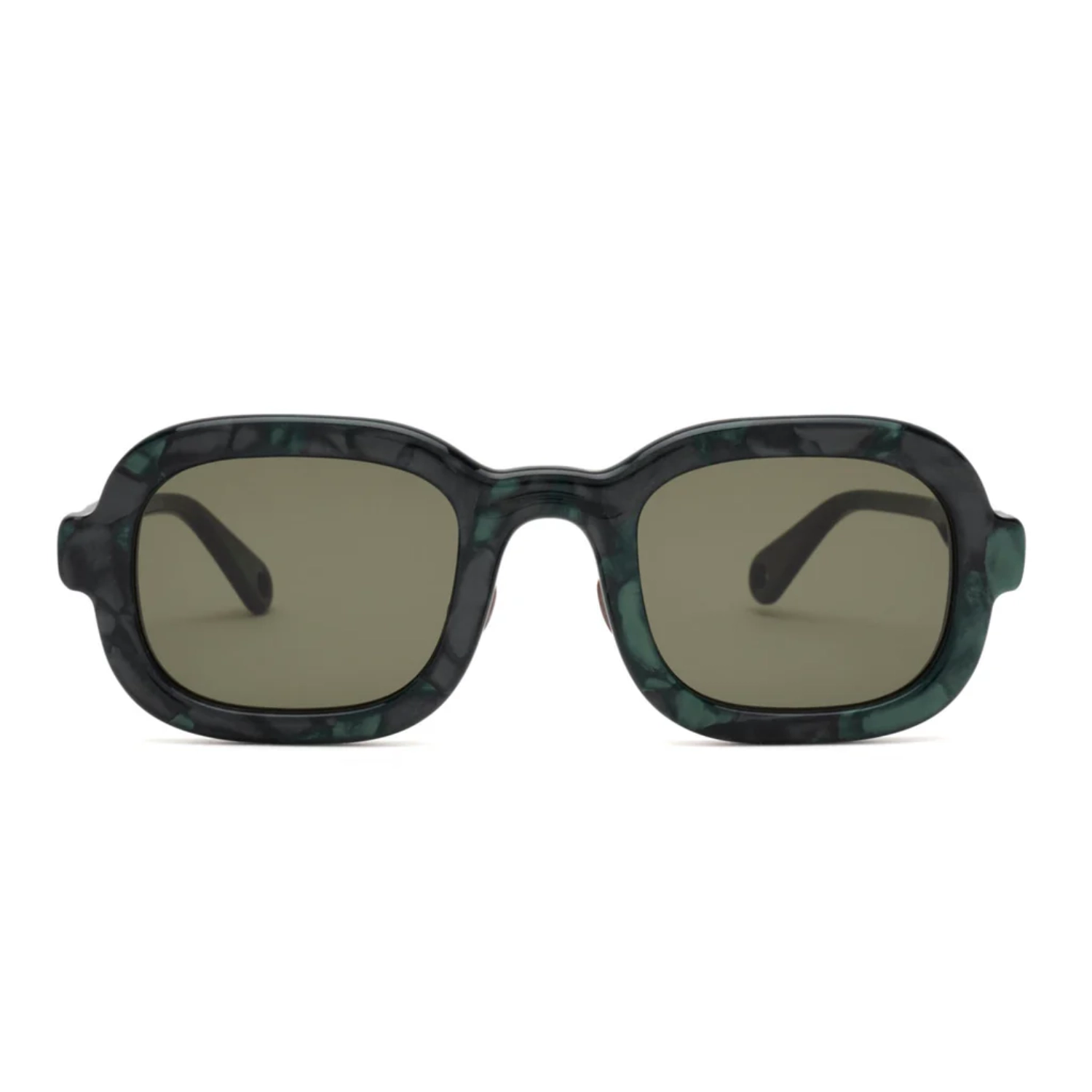 Brain Dead Newman Green Pearl front view in a white background