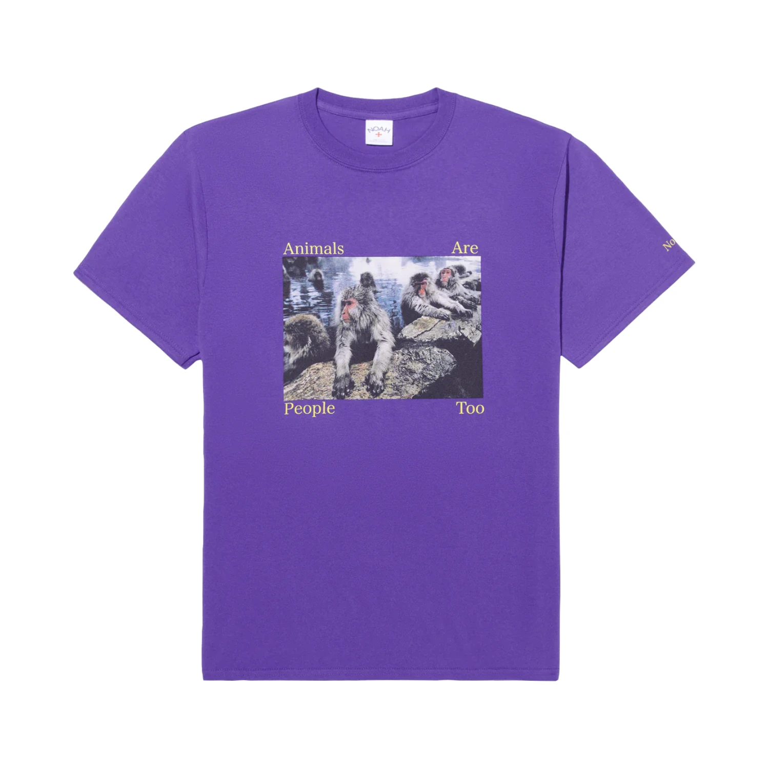 Noah Animals Are People Too Tee Purple front view in a white background