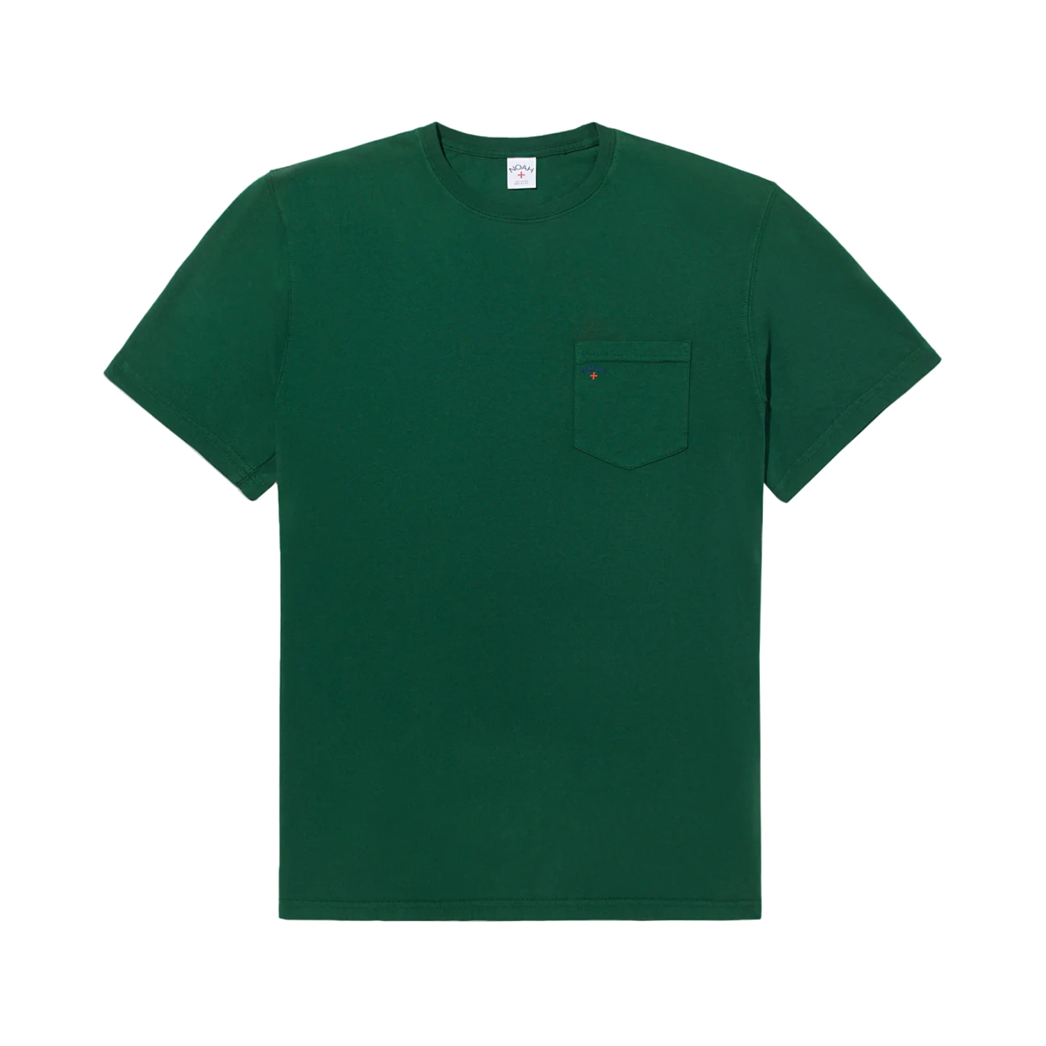 Noah Core Logo Pocket Tee Green front view in a white background