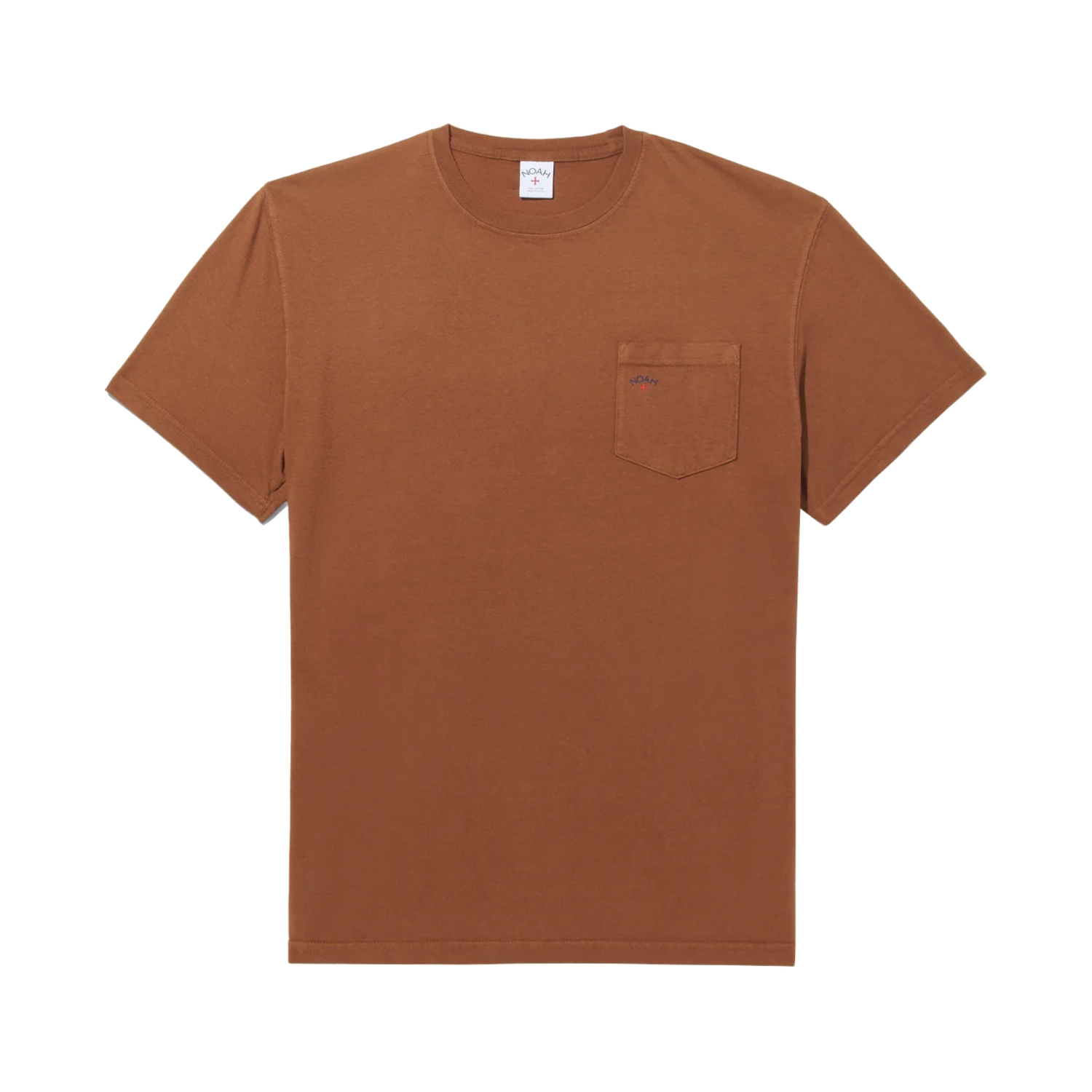 Noah Core Logo Pocket Tee Tobacco front view in a white background